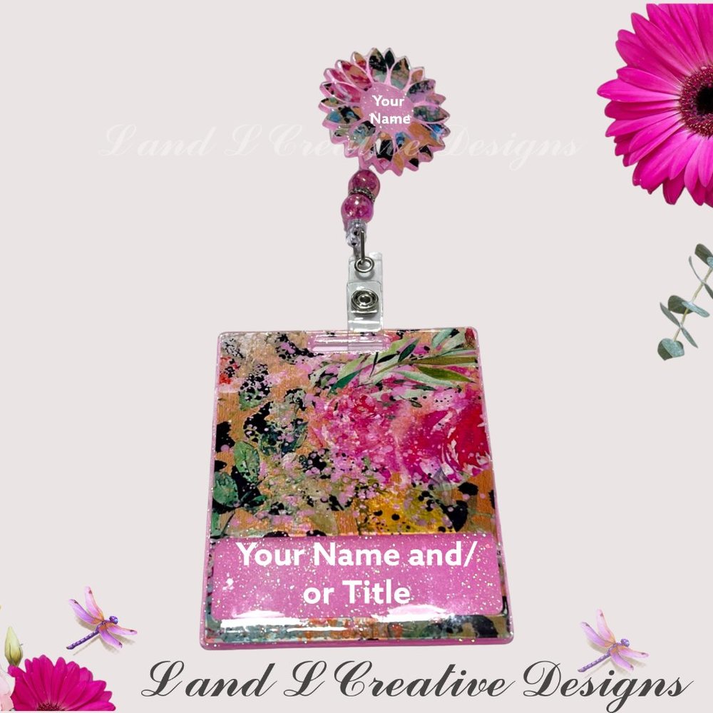 Sun Flower Badge Reel With Matching Badge Buddy